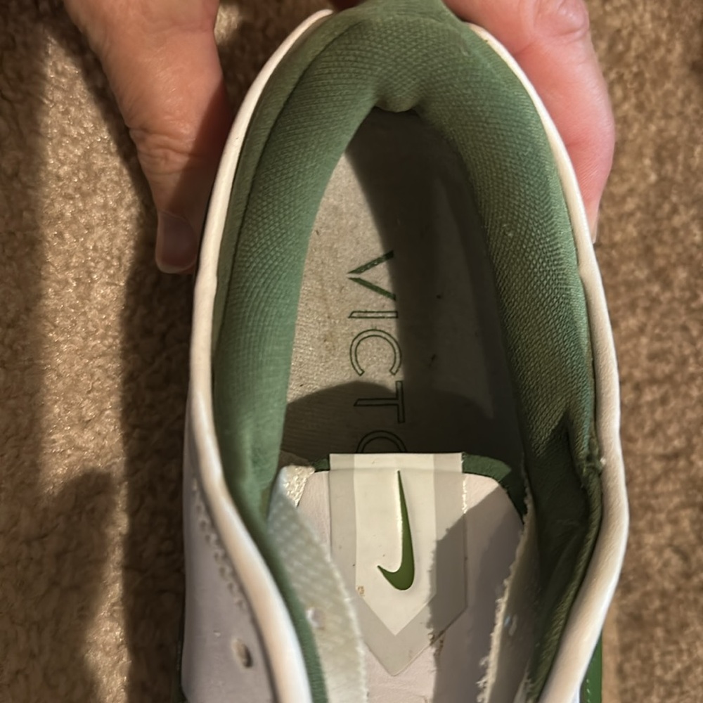 Nike White and Green Low-Top Golf Shies